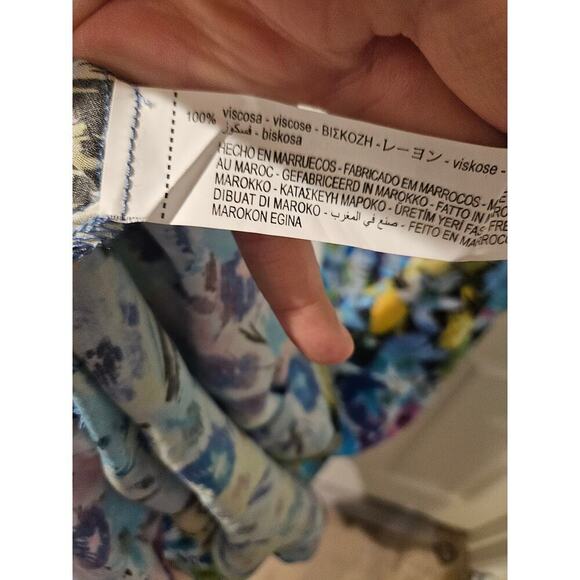 ZARA Floral Midi Sundress Medium Blue Yellow‎ Sleeveless A-Line Smocked Summer - Picture 5 of 7